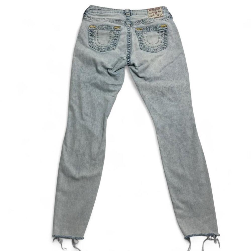 True Religion Jennie Curvy blue denim jeans yellow stitching, Size: 28" jeans